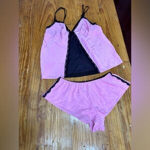 Betsey Johnson intimates pink and black 2 piece sleep wear